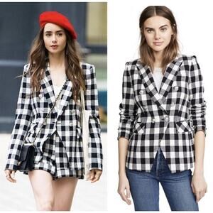 Veronica Beard Miller Dickey Checker Tweed Jacket Black white Sz 2